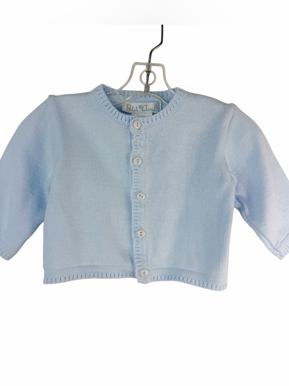 Petit Ami Baby Blue Cardigan Sweater 100% Cotton Infant Size 6 Months